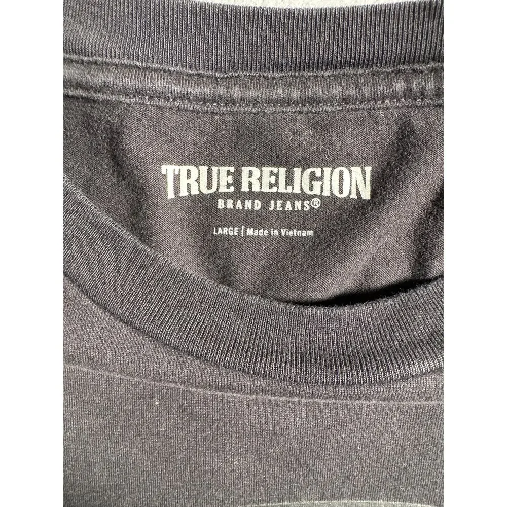 True Religion Buddha Logo Black on Black Y2K T-shirt Size L
